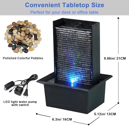 Small Indoor Tabletop Fountain with LED Lights
