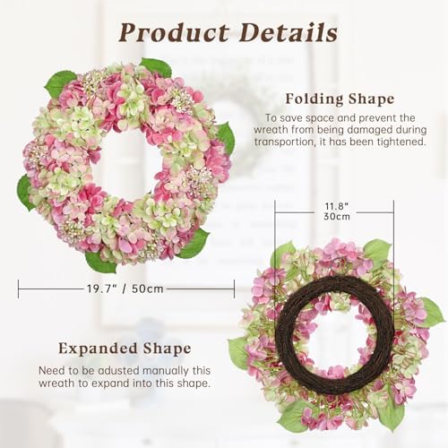 20 Inch Artificial Hydrangea Door Wreath