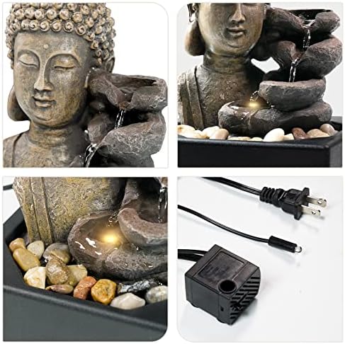Ferrisland 4-Tier Tabletop Waterfall Fountain with LED Light