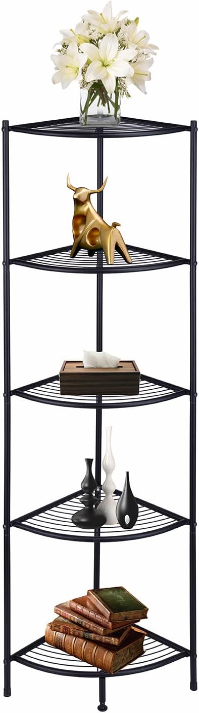 LH UNICO 5-Tier Corner Wire Shelving Unit Black