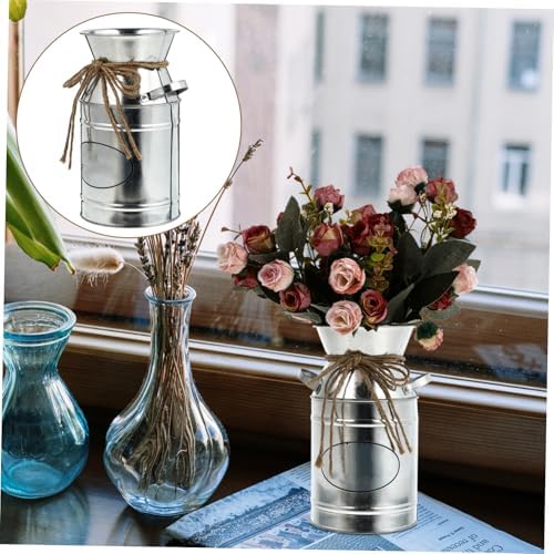 Vintage Rustic Metal Vase with Rope Design