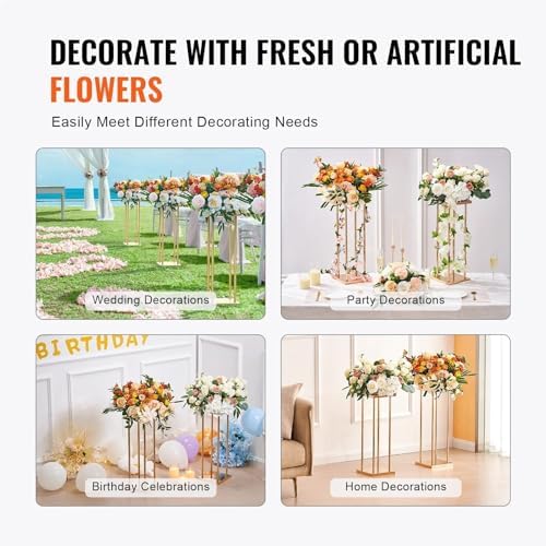 Gold Metal Column Wedding Flower Stand 80cm 2pcs