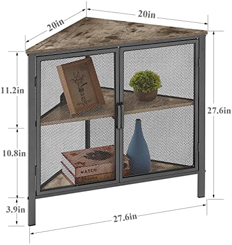 VECELO 3-Tier Corner Cabinet with Protection Door