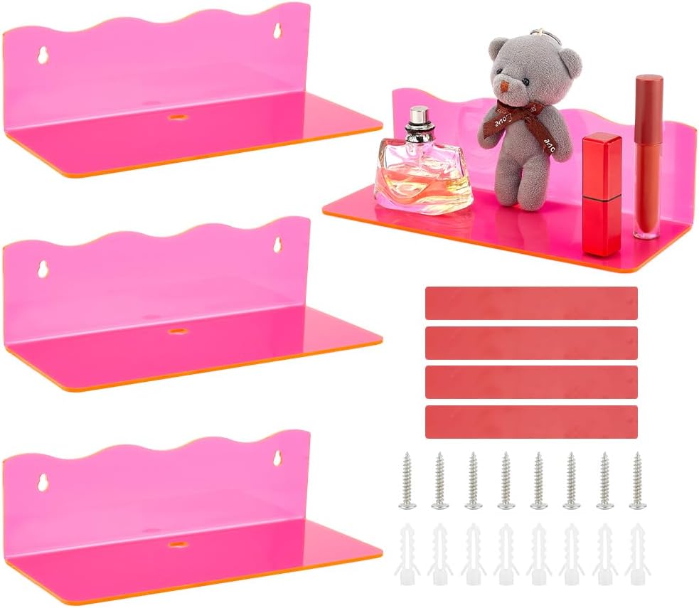 Pink Floating Shelves 4 Sets Wall Mounted Display