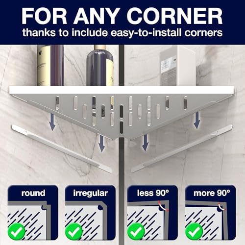 Corner Shower Shelf - Adhesive No Drill Installation