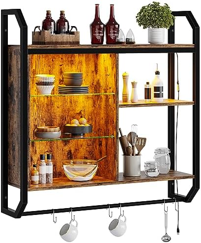 Bestier LED Floating Shelves 34 Inch Industrial Style