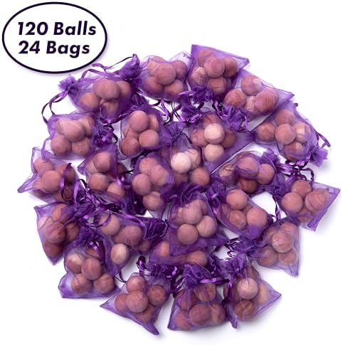 120 Pcs Red Cedar Balls with Satin Bags