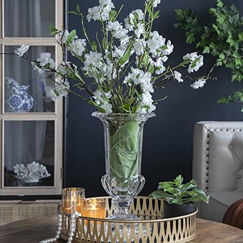 AB Home 15 Inch Clear Glass Vase with Pedestal