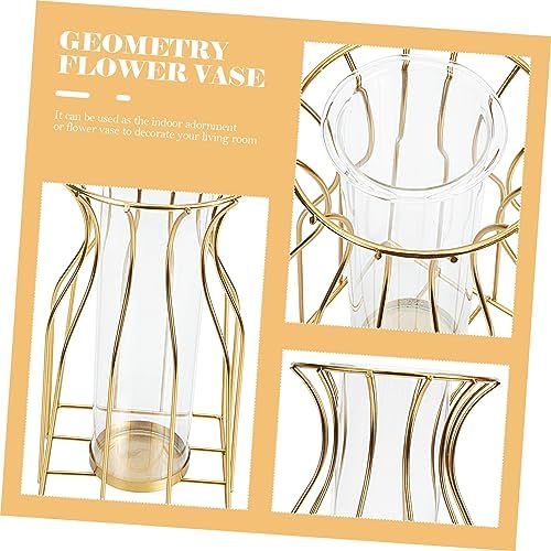 VOSAREA Geometric Iron Art Glass Vase