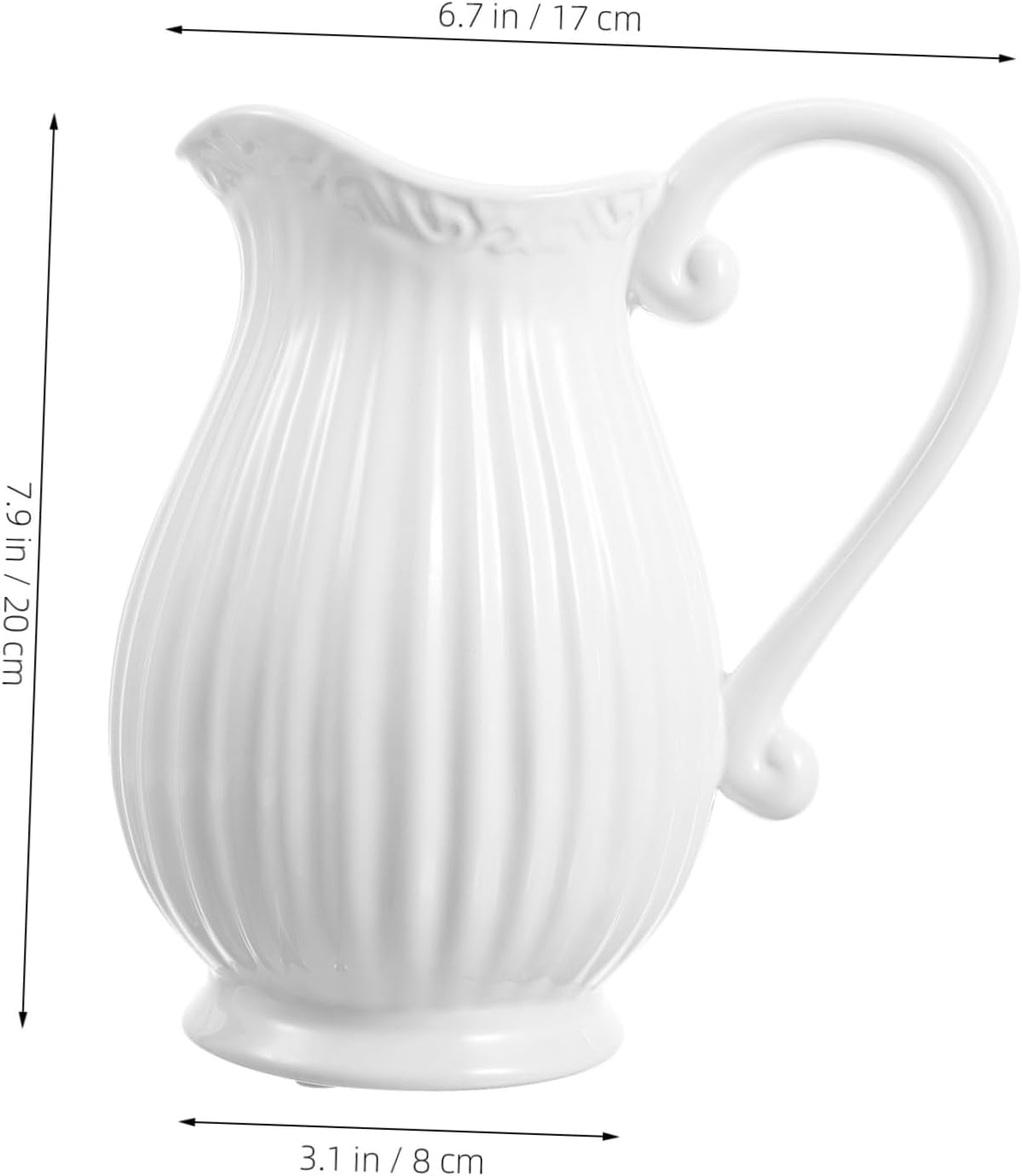 BESTOYARD White Ceramic Pitcher Vase for Home Decor