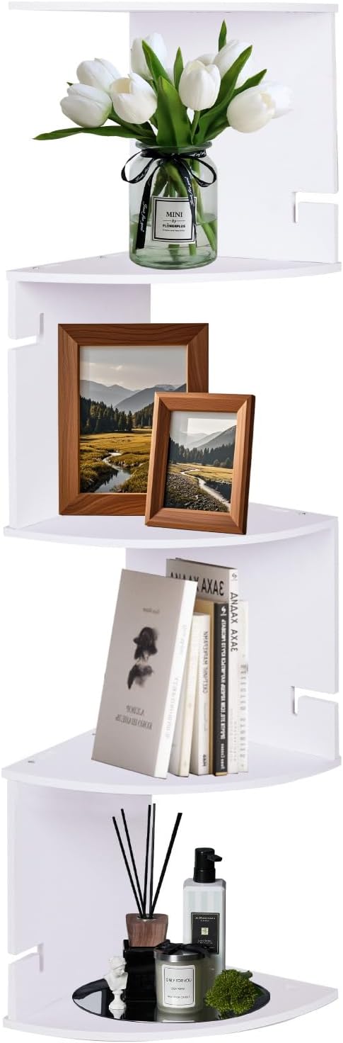 ShellKingdom 5 Tier Corner Shelf Wall Mount White