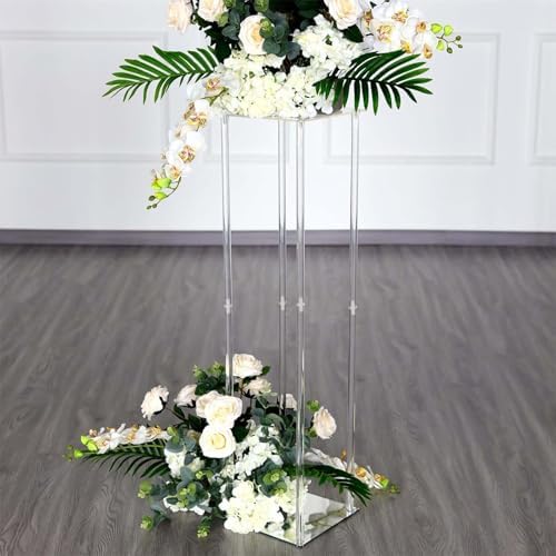 Efavormart 40 Inch Clear Acrylic Floor Vase with Mirror Base