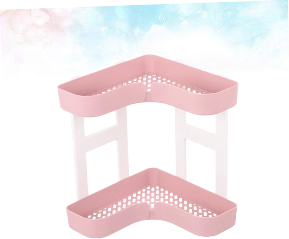 PRETYZOOM 2-Tier Bathroom Countertop Organizer Corner Shelf Rack