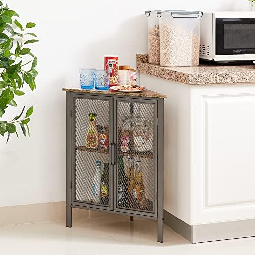 VECELO 3 Tier Corner Cabinet Shelf Grey