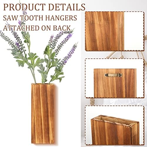 Nuanchu 6-Pack Wood Wall Planters for Dried Flowers and Artificial Plants