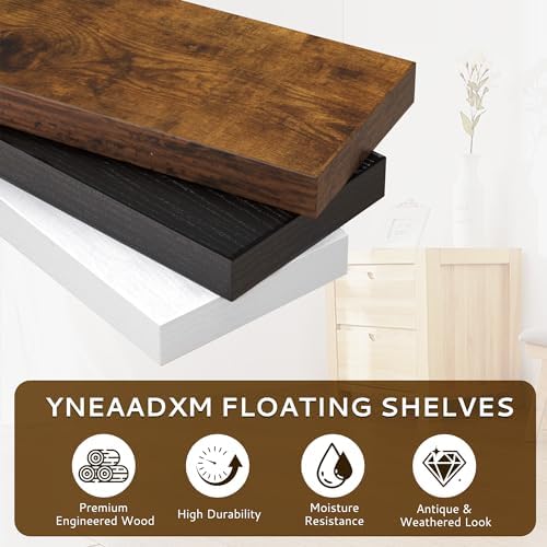 30 Inch Floating Shelves Set of 2 White Rustic Wood