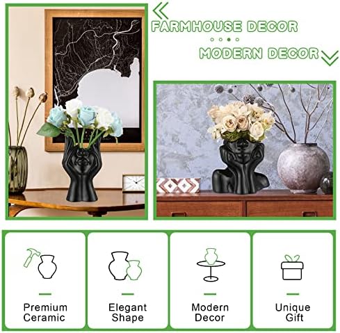 Sieral 3 Pcs Ceramic Face Vase Decor Set