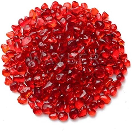 WAYBER Red Sea Glass Pebbles 1Lb Non-Toxic Artificial Stones