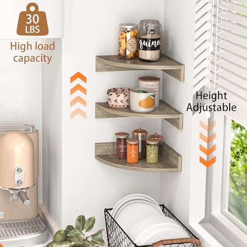Fun Memories Corner Shelf Wall Mount 3 Pack Grey