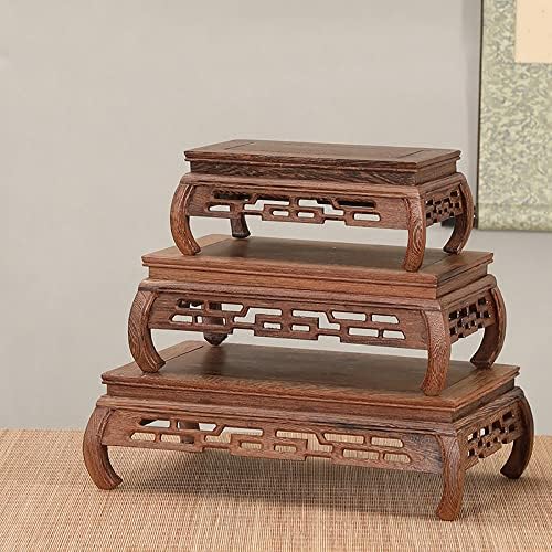 GOLDYWENDY Wooden Carved Base Vase Fishbowl Buddha Statue Display Stand