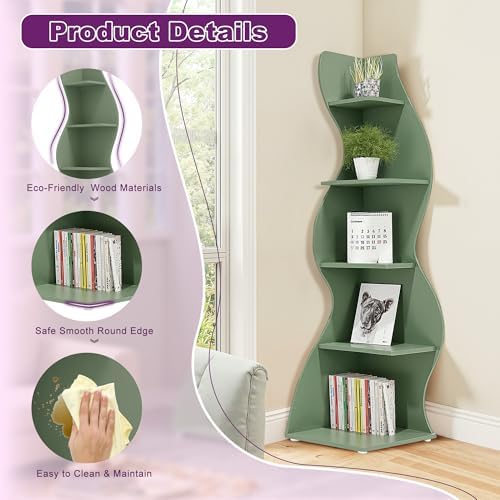 Modern Corner Shelf Storage Stand with 5 Tiers