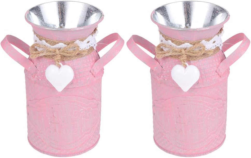 DOITOOL Vintage Pink Galvanized Vase Set