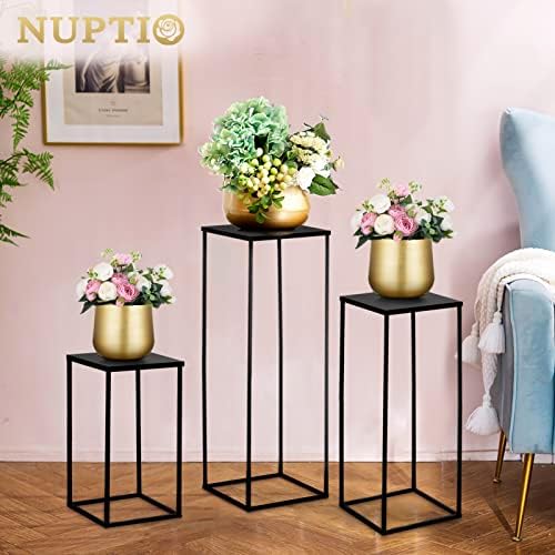 Nuptio Black Vase Plant Stand 3 Pcs Set