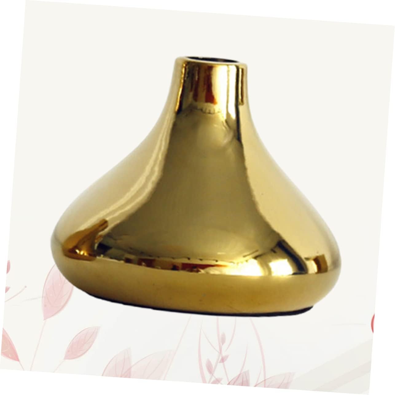 Small Gold Ceramic Vase for Dried Flowers and Plants