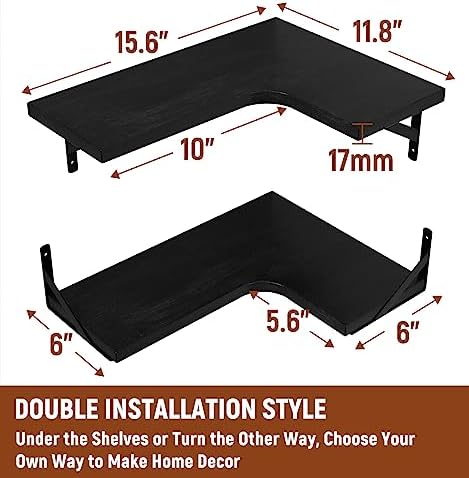 LEOPO Corner Floating Shelves Set of 4 Black