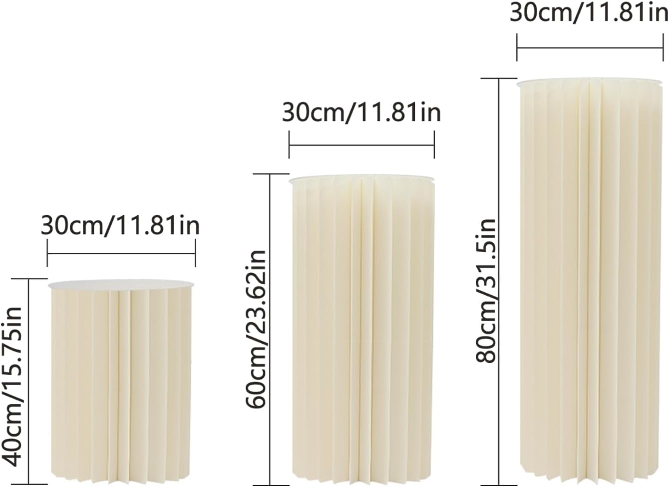 3pcs Foldable White Cardboard Flower Stand Wedding Centerpiece Display