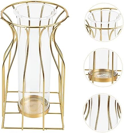 Cabilock Geometric Iron Art Flower Vase Glass Decor