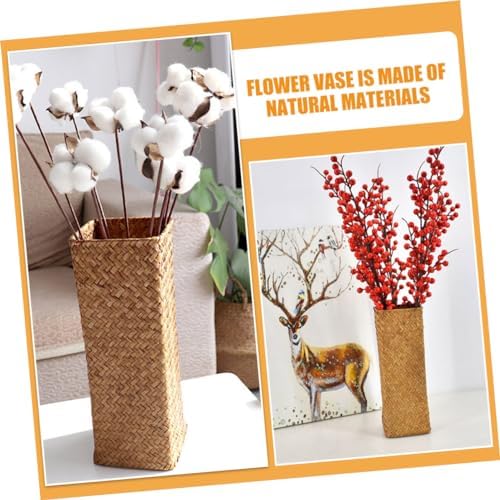 Cabilock 2Pcs Rustic Woven Flower Vase for Home Decor