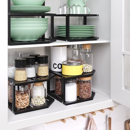 VERTORGAN Bamboo Corner Shelf 3 Pack 2 Tier Organizer Black