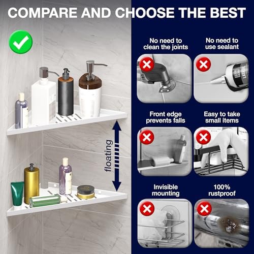 Corner Shower Shelf - Adhesive No Drill Installation