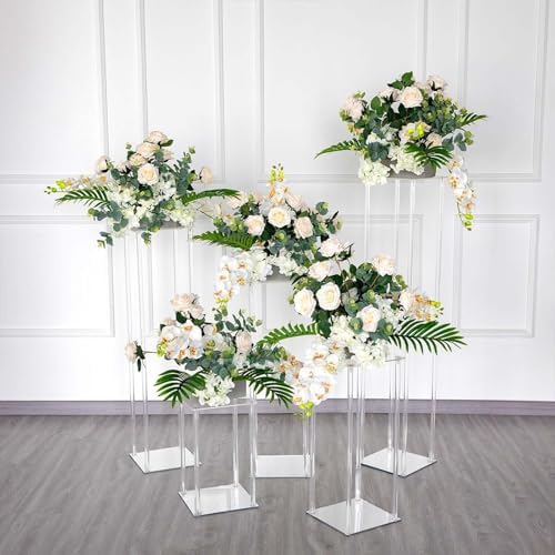 Efavormart 40 Inch Clear Acrylic Floor Vase with Mirror Base