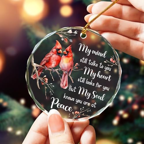 Glass Cardinal Keepsake Ornament - Elegant Christmas Memorial Decor