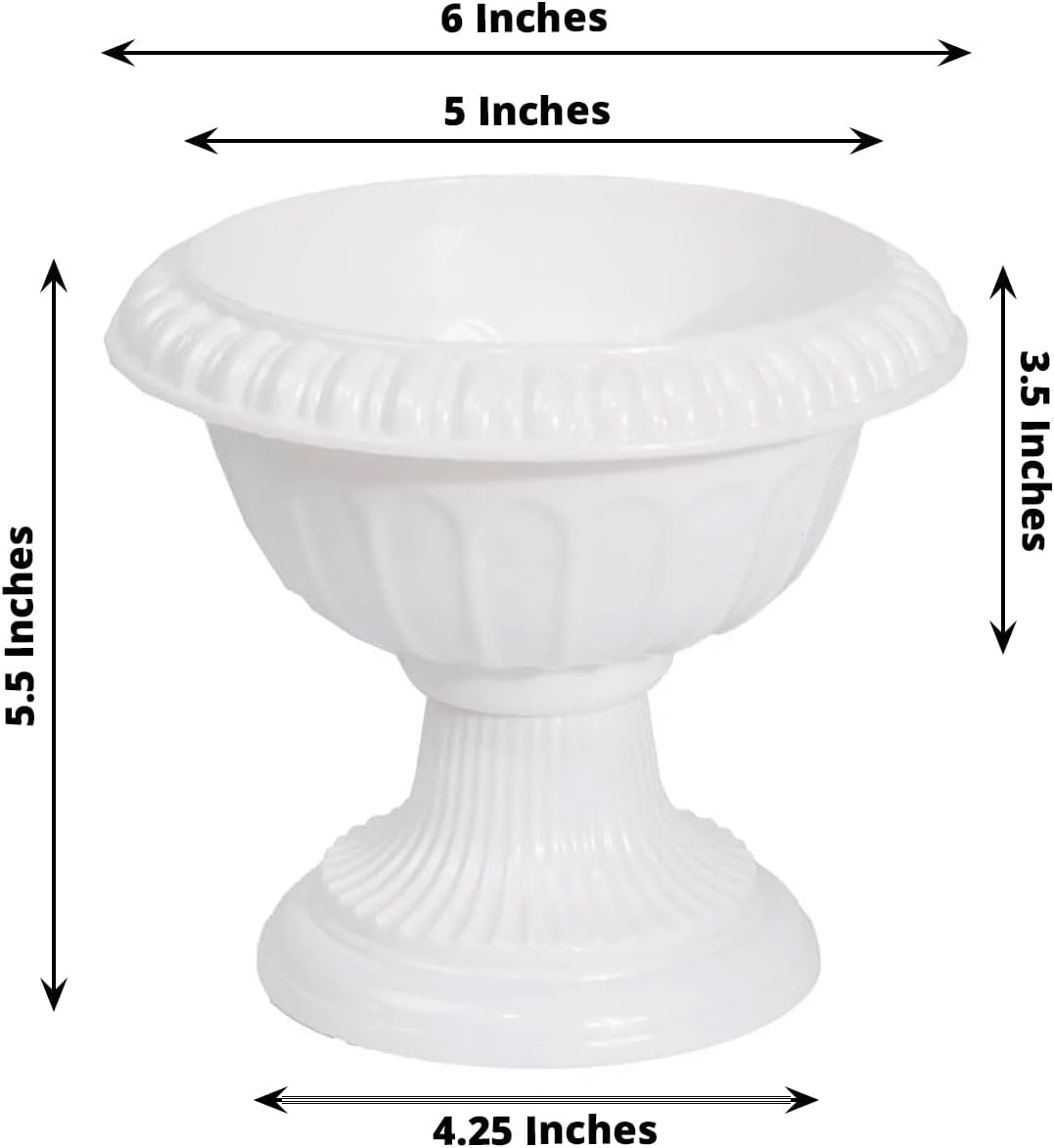 Efavormart 4 Pack White Roman Style Plastic Vase Pots