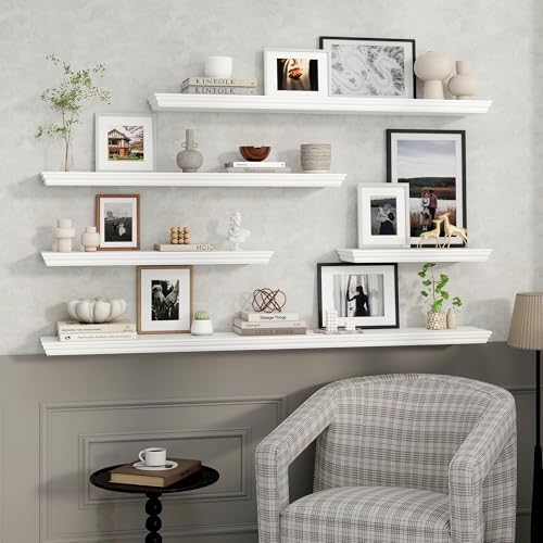 Axeman 48 Inch Floating Shelf with Crown Molding White