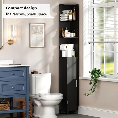 MOHOPE Corner Shelf with Cabinet 5-Tier 748 Tall Black