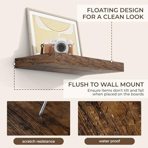 RICHFOCUS 16 Inch Floating Shelves for Wall 2 Pack