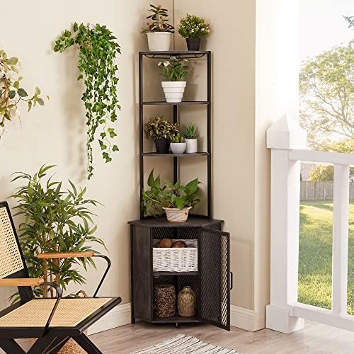 VECELO Corner Cabinet Tall Storage Shelf Bookshelf Display