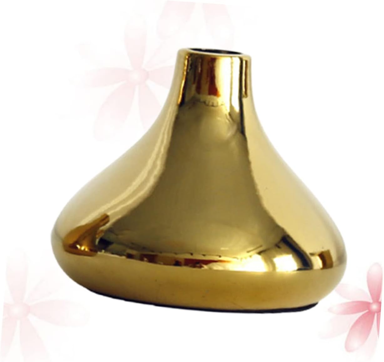 Small Gold Ceramic Vase for Dried Flowers and Plants