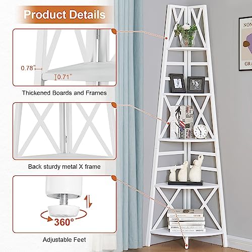 HOMBAZAAR 5 Tier Corner Shelf with Metal Frame