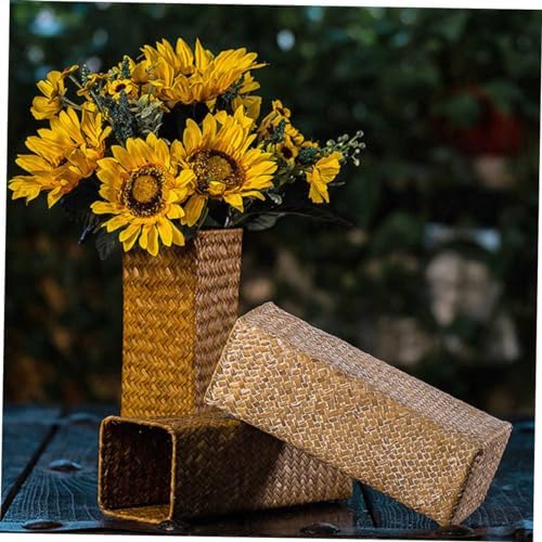Cabilock 2Pcs Rustic Woven Flower Vase for Home Decor