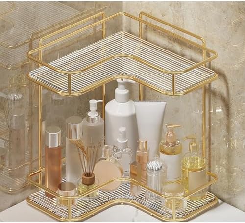 Corner Bathroom Organizer with Acrylic and Iron Construction