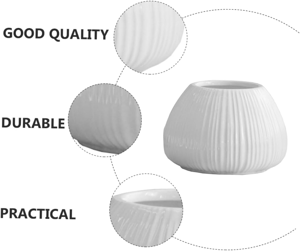 Vertical Striped Ceramic Flower Vase for Tabletop Decor