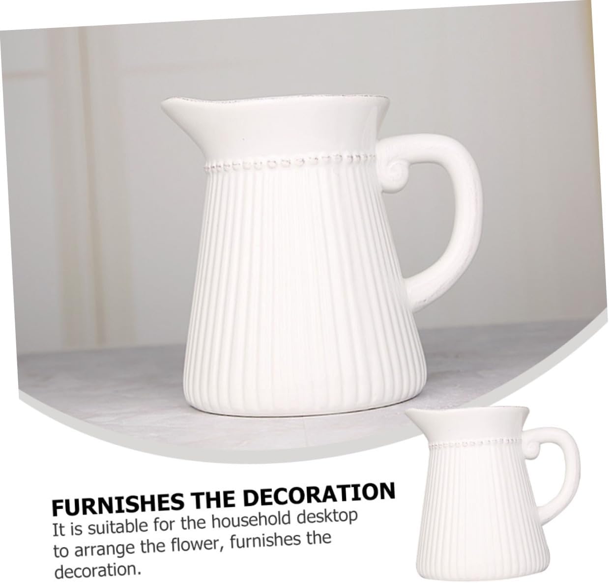 White Ceramic Flower Vase with Embossed Design