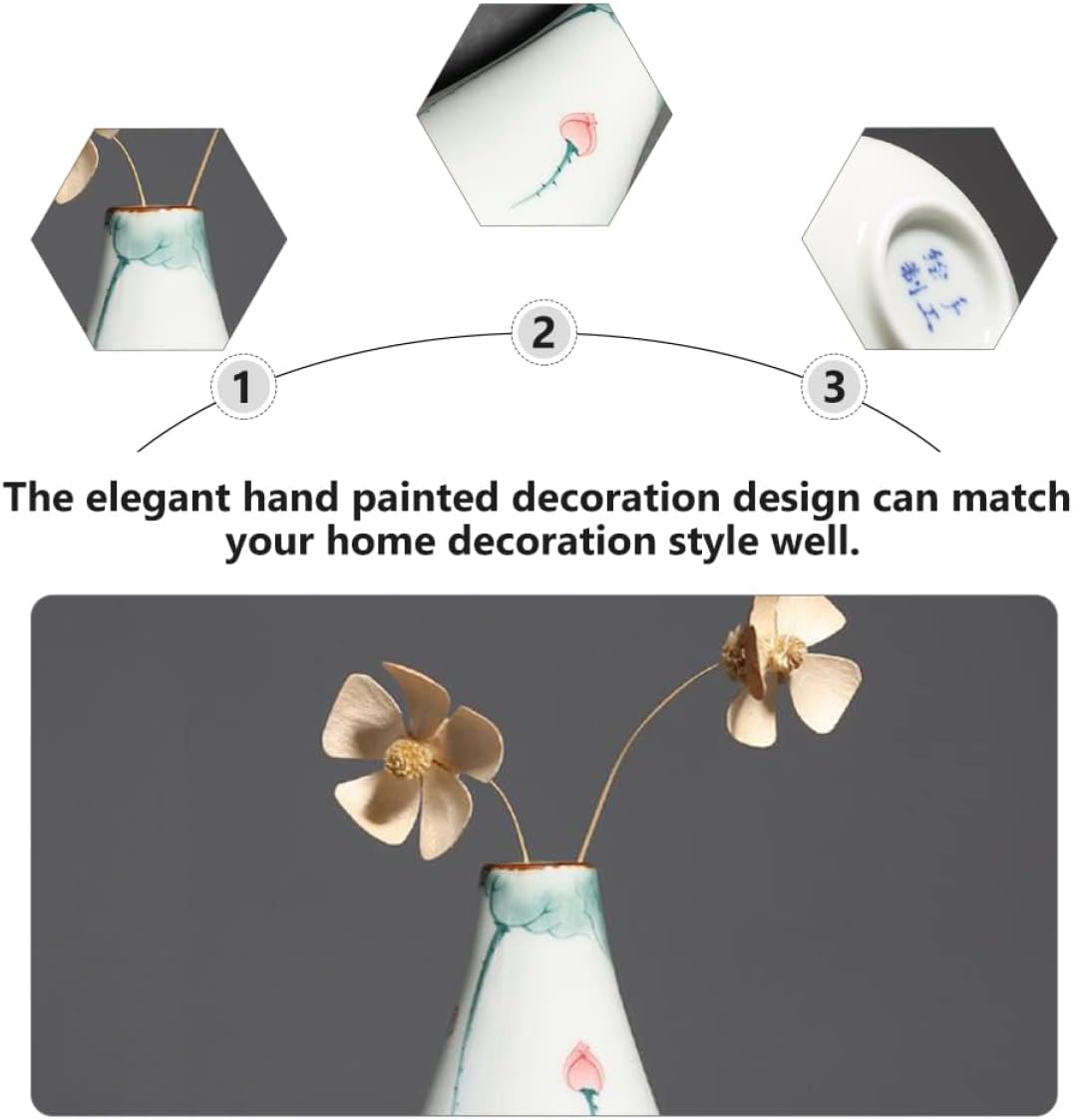 GANAZONO Unique Lotus Hand Painted Ceramic Flower Vase