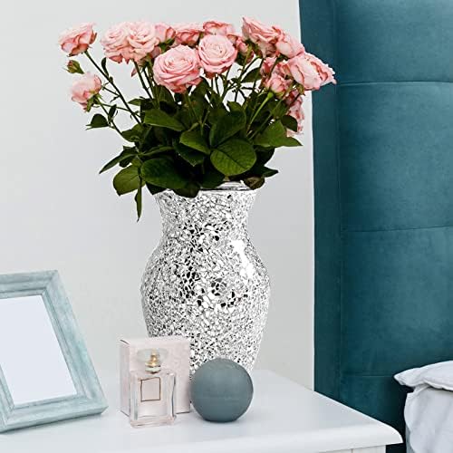 Stunning Handmade Mosaic Crackle Glass Vase