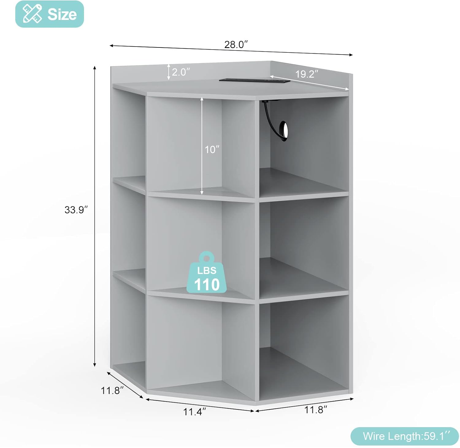 HedoAjim Corner Cabinet with USB and Outlets